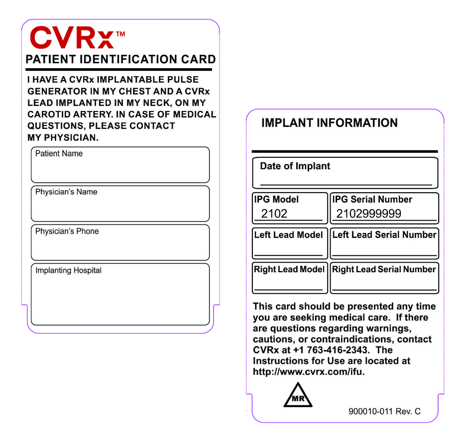 Example of patient ID card