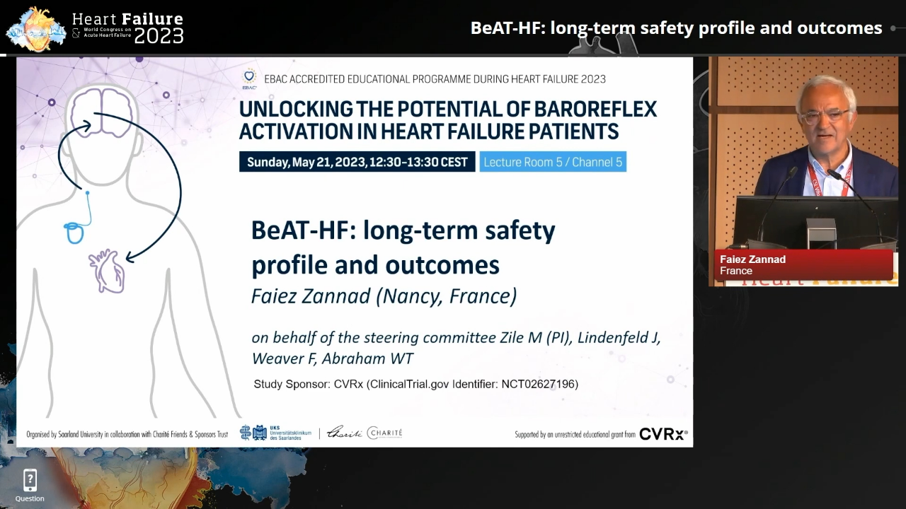 HFA 2023: BeAT-HF: Long-Term Safety Profile and Outcomes by Dr. Faiez Zannad